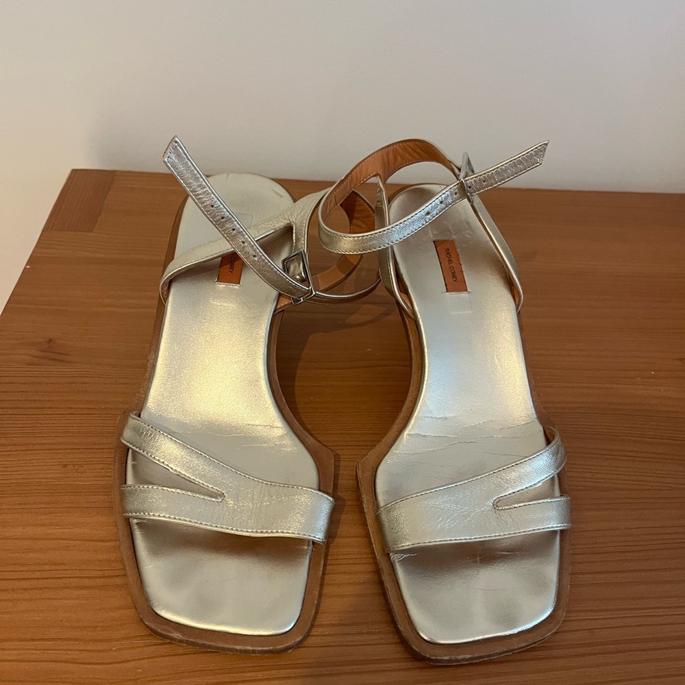 Rachel Comey Gold Heeled Sandals Minimalist Design